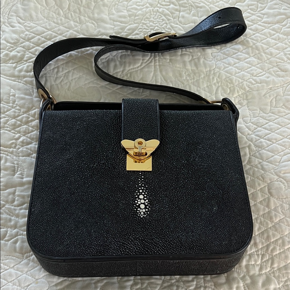 Vintage Black Stingray Shoulder Bag